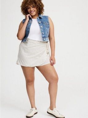 Torrid cream black stripe Beach Linen Side-Tie Skort 2X